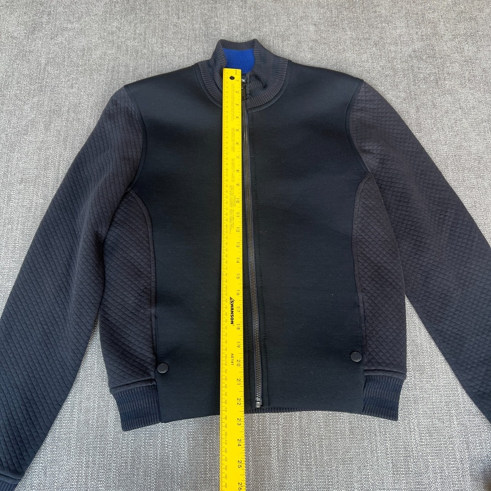 Ted Baker Bomber Jacket Womens 2 Black Quilted Sleeve Modern Classic Full Zip - Picture 3 of 8